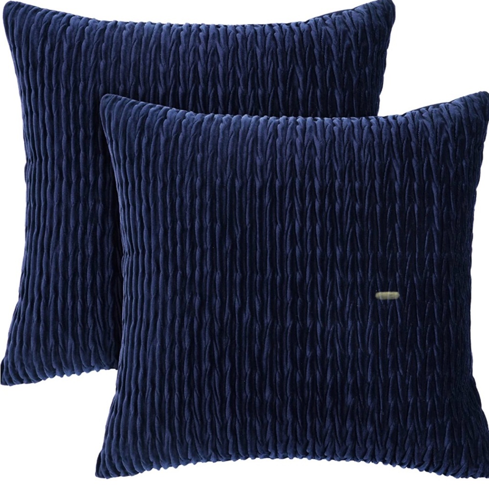 Wrinkle Velvet Euro Sham 26x26 ONLY ONE SHAM NEW in NAVY BLUE and ONE WHITE